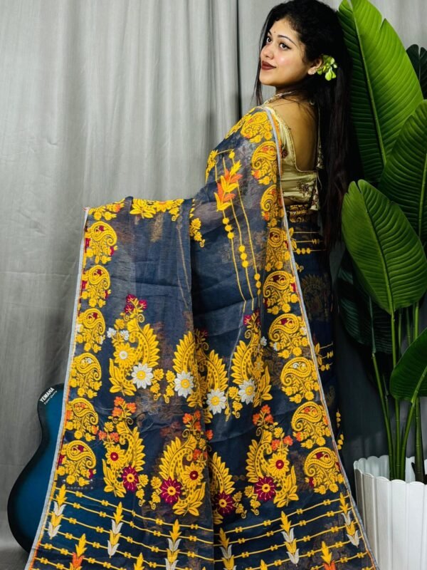 Dark Grey Soft Ful Bahar Jamdani Saree 1 scaled 1