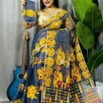 Dark Grey Soft Ful Bahar Jamdani Saree 2 scaled e1760440367870