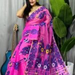 Deep Pink Soft Ful Bahar Jamdani Saree e1760352298916