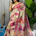 Vanilla Soft Ful Bahar Jamdani Saree e1760353060301