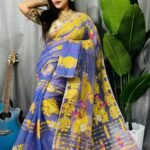 Warm Blue Soft Ful Bahar Jamdani Saree e1760353340423