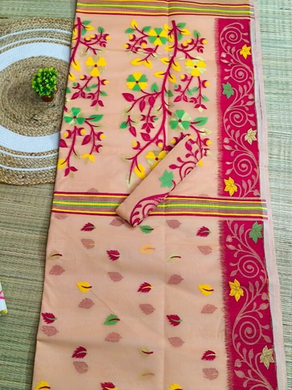 Mushroom Soft Dhakai Jamdani Saree