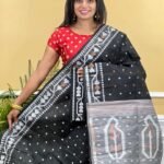 Buti Soft Dhakai Jamdani Saree with Blouse Piece - Black