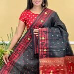 Buti Soft Dhakai Jamdani Saree with Blouse Piece - Black