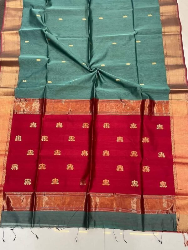 Maheshwari Design Cotton Silk Handloom Saree With Blouse Piece