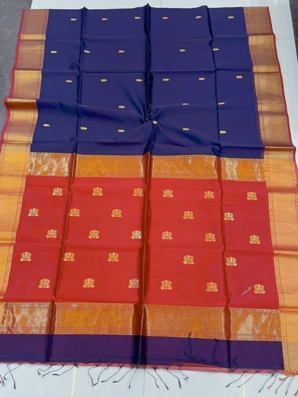 Maheshwari Design Cotton Silk Handloom Saree With Blouse Piece