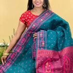 Buti Soft Dhakai Jamdani Saree with Blouse Piece - Dark Aqua