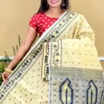 Buti Soft Dhakai Jamdani Saree with Blouse Piece - Deep Cream