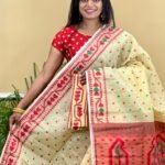 Buti Soft Dhakai Jamdani Saree with Blouse Piece - Deep Cream