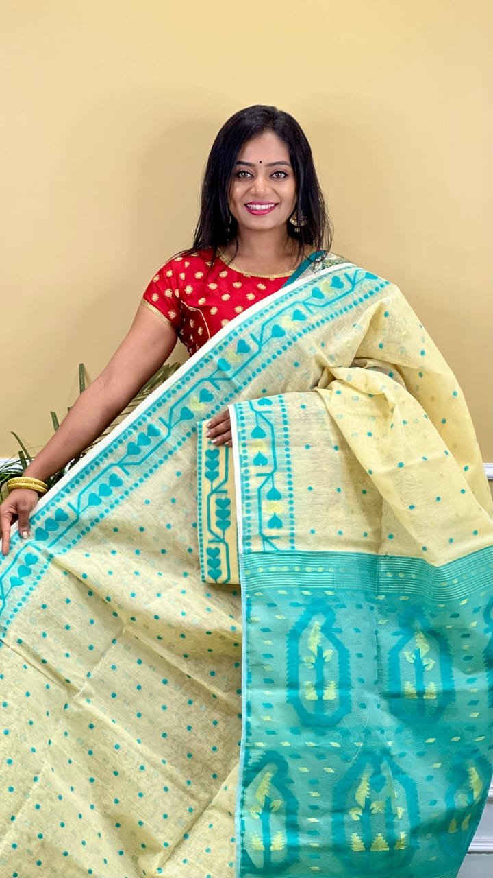 Buti Soft Dhakai Jamdani Saree with Blouse Piece - Deep Cream 1 Buti Soft Dhakai Jamdani Saree with Blouse Piece - Deep Cream
