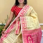 Buti Soft Dhakai Jamdani Saree with Blouse Piece - Deep Cream