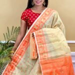 Buti Soft Dhakai Jamdani Saree with Blouse Piece - Deep Cream