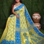 Fall Leaf Brown Soft Dhakai Jamdani Saree 1 scaled e1722240394211