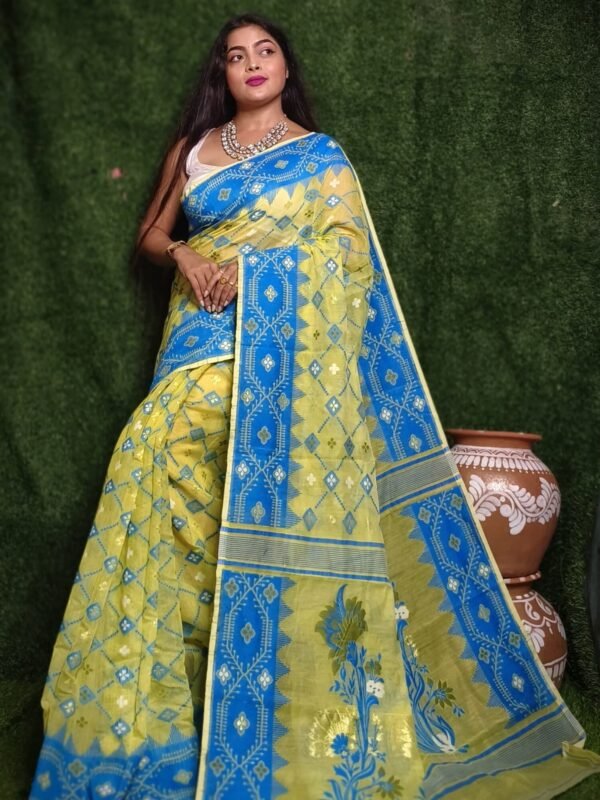 Fall Leaf Brown Soft Dhakai Jamdani Saree 2 scaled 1