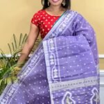 Buti Soft Dhakai Jamdani Saree with Blouse Piece - Lavender Purple
