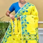 Nayan Tara Soft Dhakai Jamdani Sari with Blouse Piece - Lemon Yellow