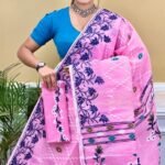 Nayan Tara Soft Dhakai Jamdani Sari with Blouse Piece - Persian Pink