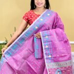 Buti Soft Dhakai Jamdani Saree with Blouse Piece - Purplish Pink