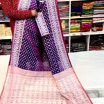 Barfi Soft Dhakai Jamdani Sari with Blouse Piece - Rich Purple