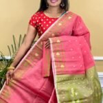Buti Soft Dhakai Jamdani Saree with Blouse Piece - Warm Pink