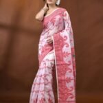 Nokshi Soft Dhakai Jamdani Saree - White