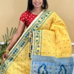 Buti Soft Dhakai Jamdani Saree with Blouse Piece - Yellow