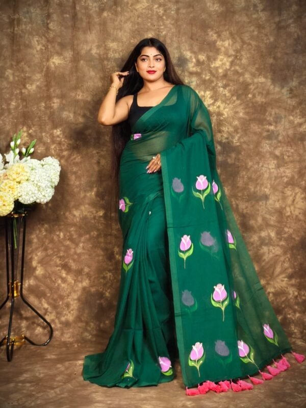 Home 92 Printed Mul Mul Cotton Saree Soft & Comfort