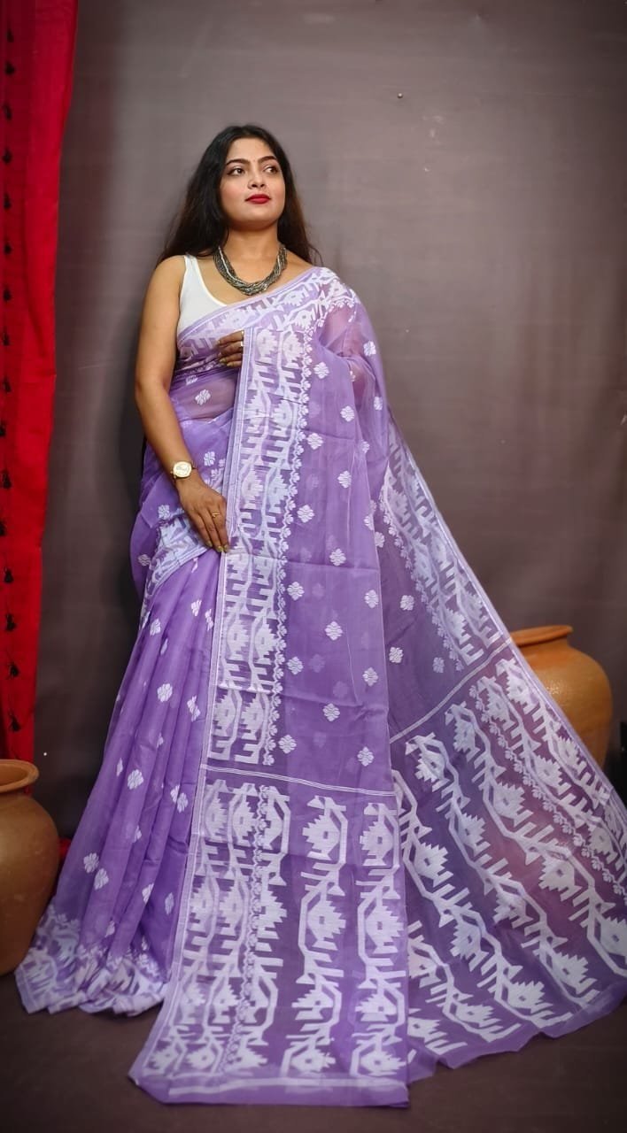 Purpel Borfi Design Jamdani Saree 1 Purpel Borfi Design Jamdani Saree