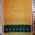 Maheshwari Design Tiger Orange Cotton Silk Handloom Saree with Blouse Piece