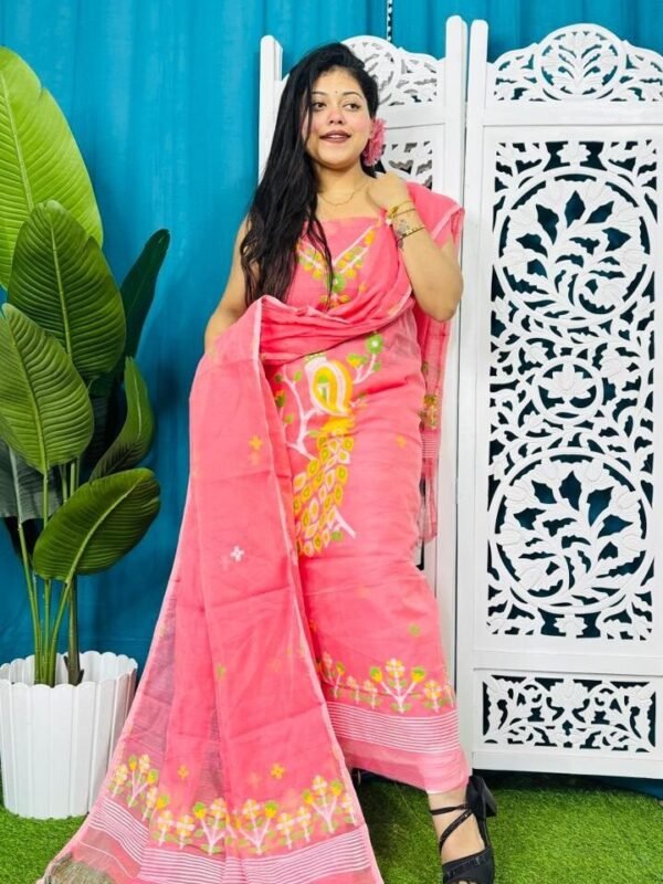 Home 58 Unstitched Soft 2 Piece Jamdani Churidar - Salmon Pink
