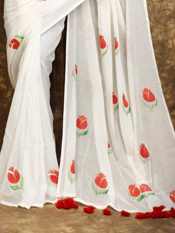Printed Mul Mul Cotton Saree Soft & Comfort 2 Printed Mul Mul Cotton Saree Soft & Comfort - Image 2