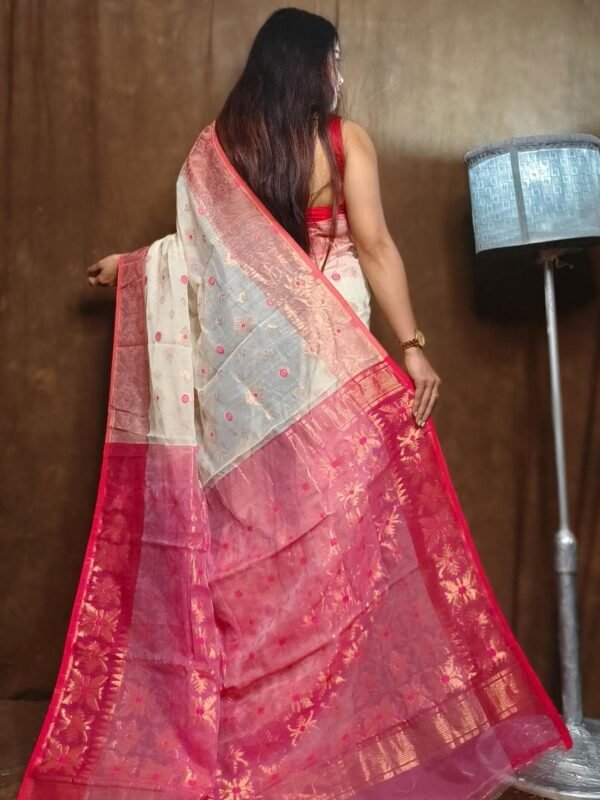 Almond Soft Copper Joriwork Dhakai Jamdani Saree 1 scaled 1
