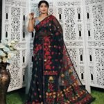 Black Red Soft Lota Jamdani Saree 4 scaled 1