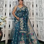 Blue Dianne Soft Lota Jamdani Saree 1 scaled 1