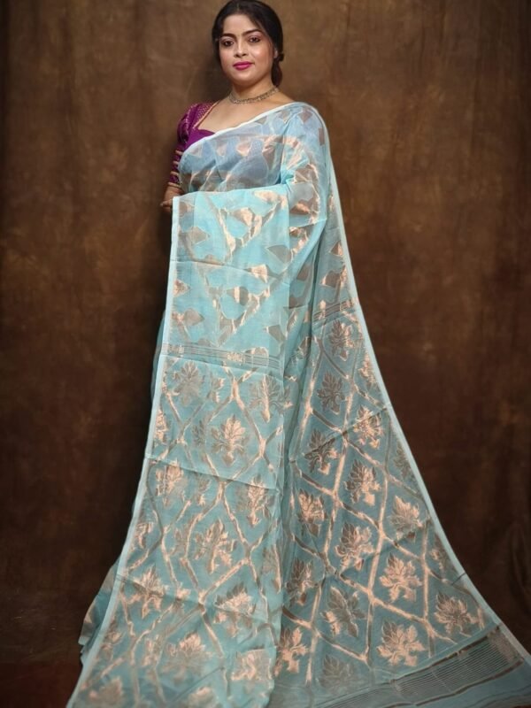 Home 92 Soft Copper Joriwork Jamdani Sari