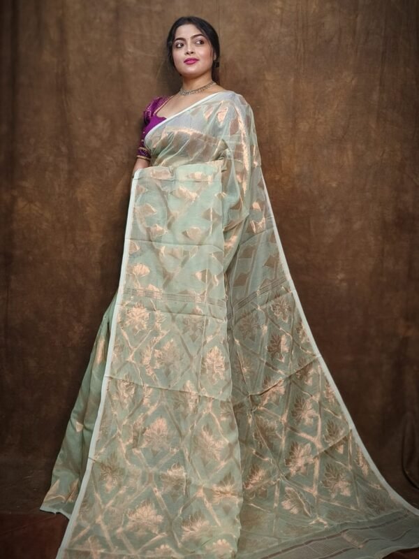 Home 91 Soft Copper Joriwork Jamdani Sari
