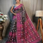 Cloudy Grey Soft Dhakai Jamdani Saree 2 scaled 1