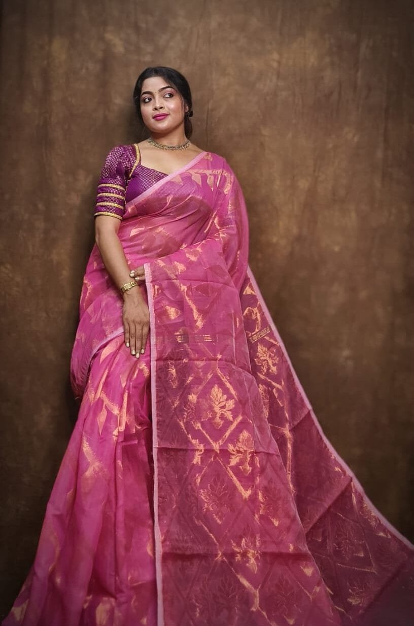 Soft Copper Joriwork Jamdani Sari 1 Soft Copper Joriwork Jamdani Sari