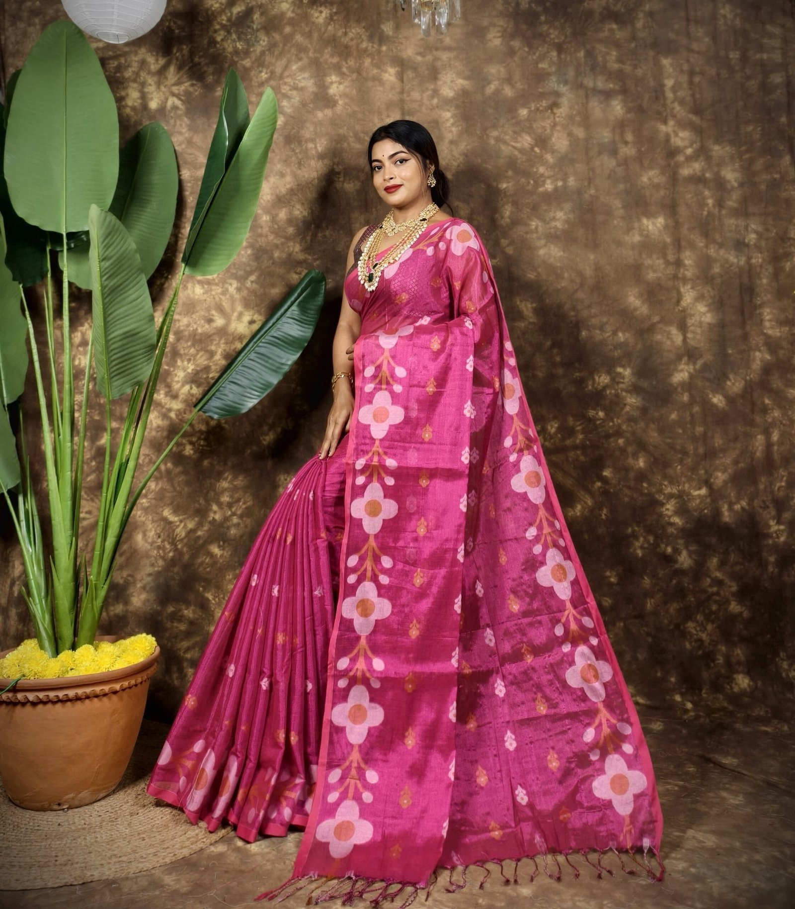 Sunflower Design Soft Dual Tone Tissue Sari - With Blouse Piece 3 Sunflower Design Soft Dual Tone Tissue Sari - With Blouse Piece - Image 3