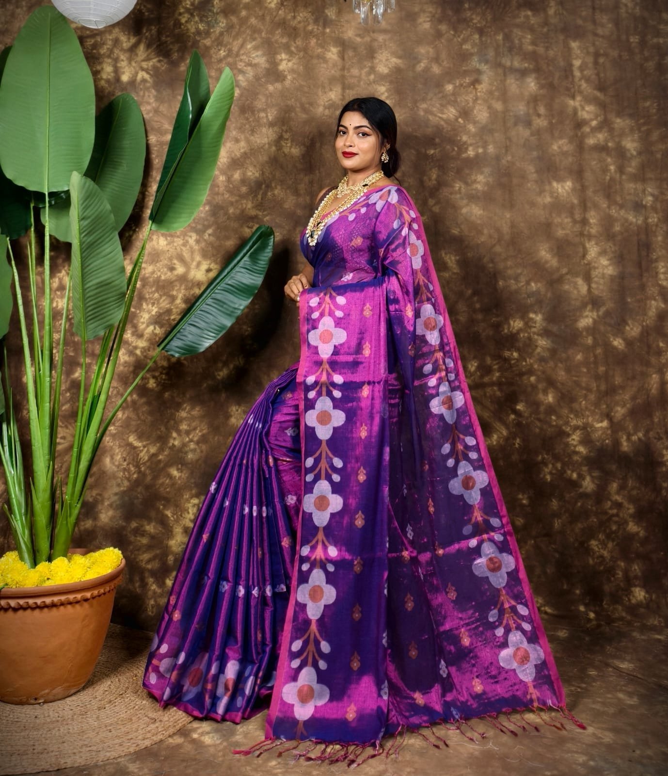 Sunflower Design Soft Dual Tone Tissue Sari - With Blouse Piece 3 Sunflower Design Soft Dual Tone Tissue Sari - With Blouse Piece - Image 3