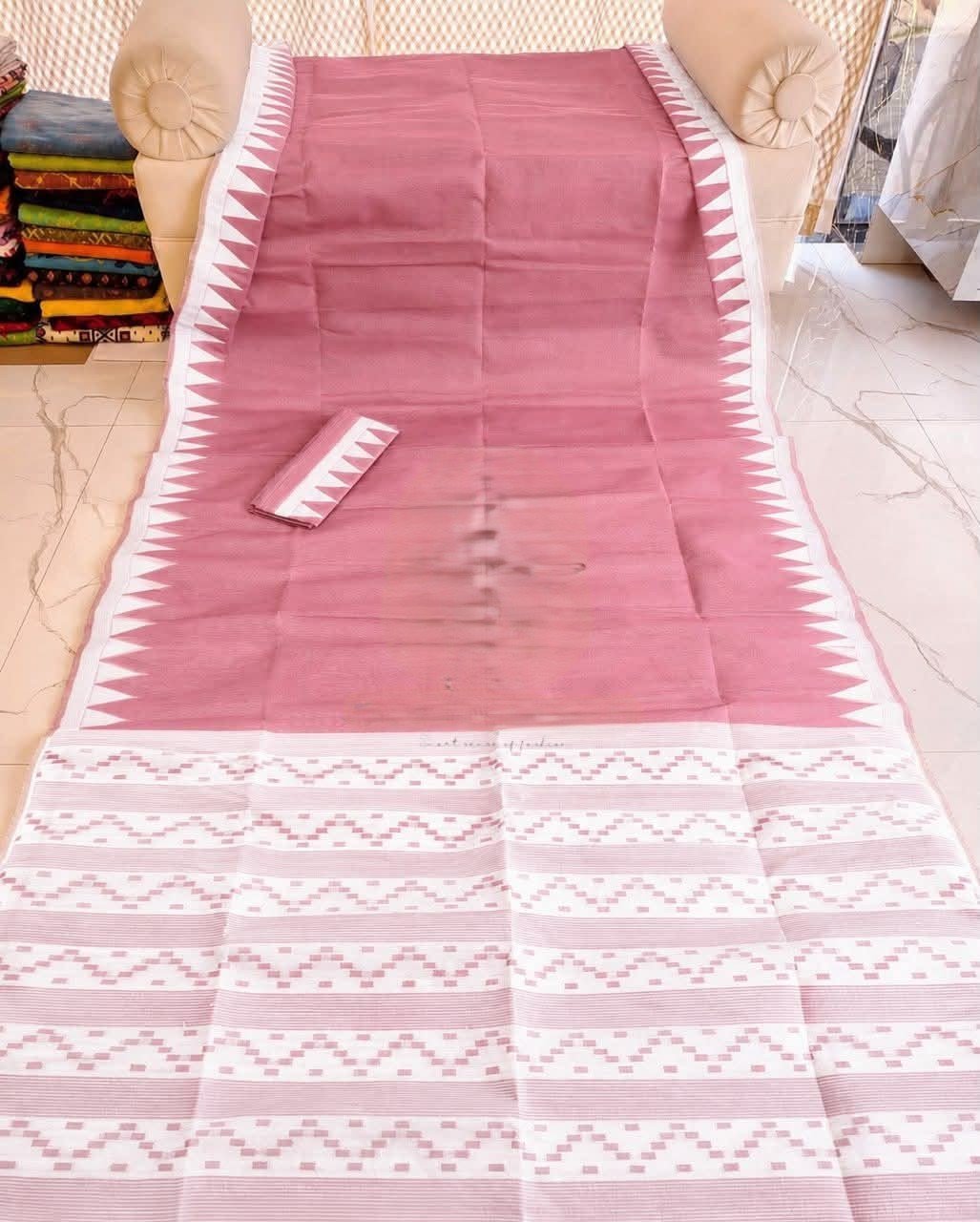 Body Plain Soft Dhakai Jamdani Saree with Blouse Piece - Dusky Rose 1 Body Plain Soft Dhakai Jamdani Saree with Blouse Piece - Dusky Rose