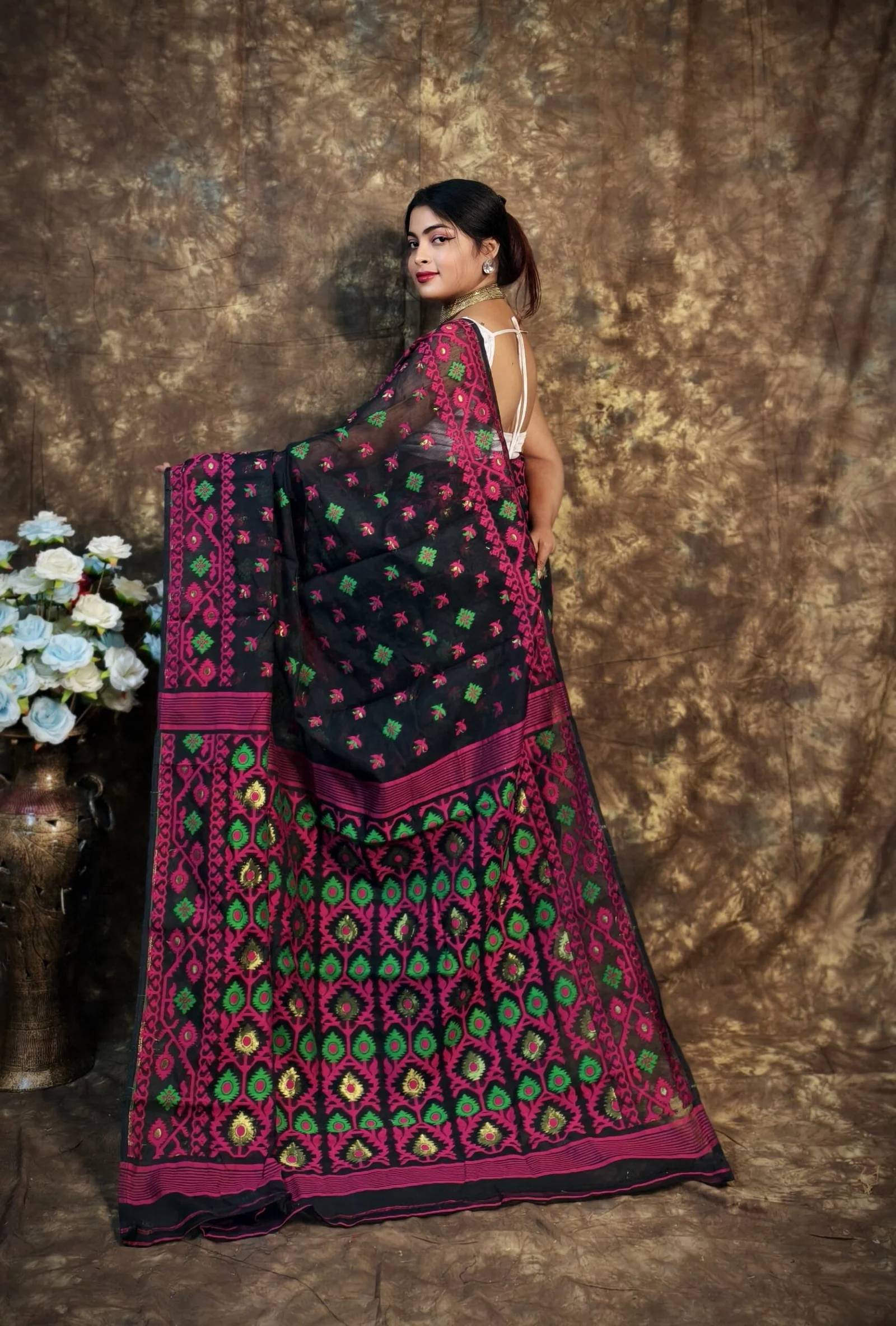 Kusum Koli Allover Black Soft Jamdani Saree 3 Kusum Koli Allover Black Soft Jamdani Saree - Image 3