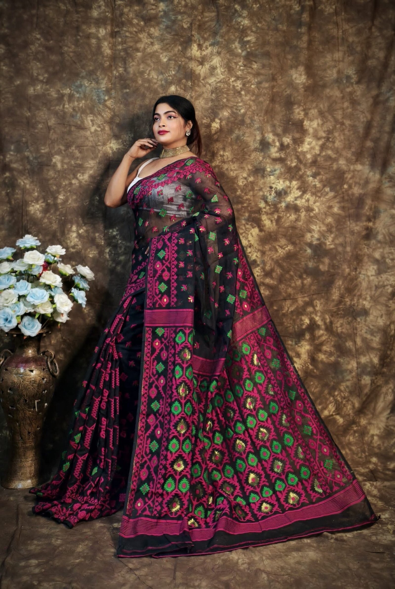 Kusum Koli Allover Black Soft Jamdani Saree 2 Kusum Koli Allover Black Soft Jamdani Saree - Image 2