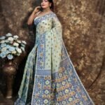 Kusum Koli Allover Greenish Grey Soft Jamdani Saree 1 scaled 1