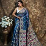 Kusum Koli Allover Light Navy Soft Jamdani Saree 1 scaled 1