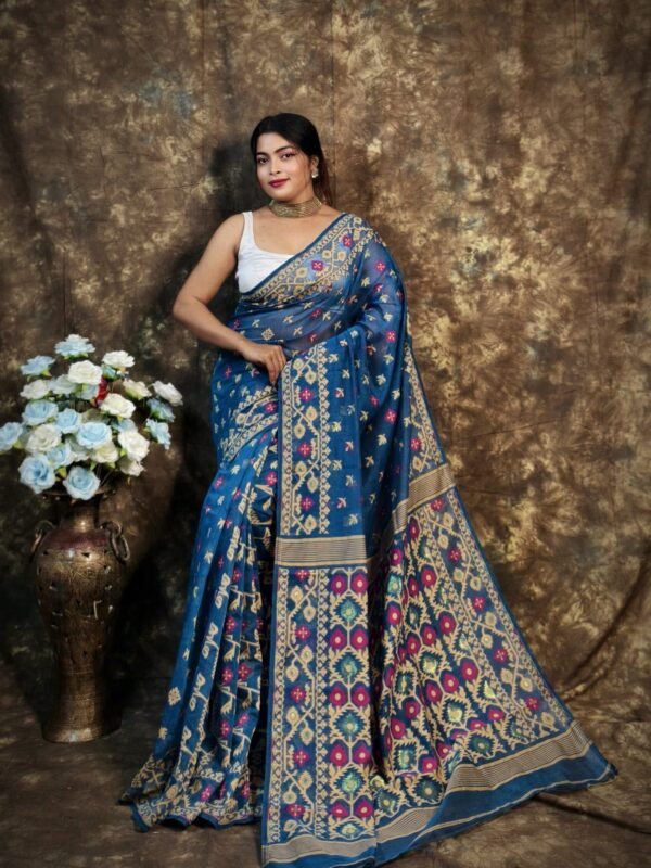 Kusum Koli Allover Light Navy Soft Jamdani Saree