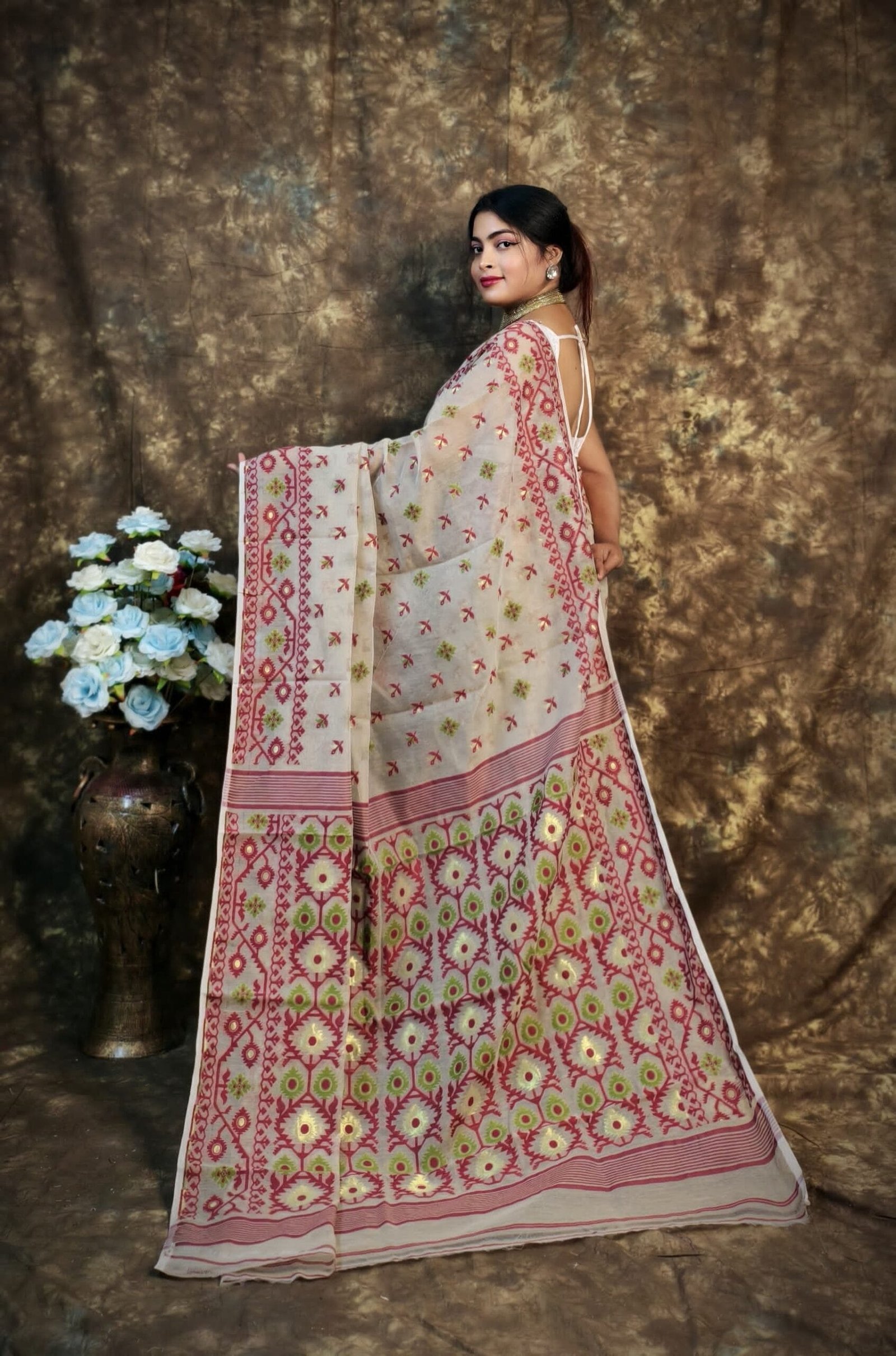 Kusum Koli Allover Mushroom Soft Jamdani Saree 2 Kusum Koli Allover Mushroom Soft Jamdani Saree - Image 2