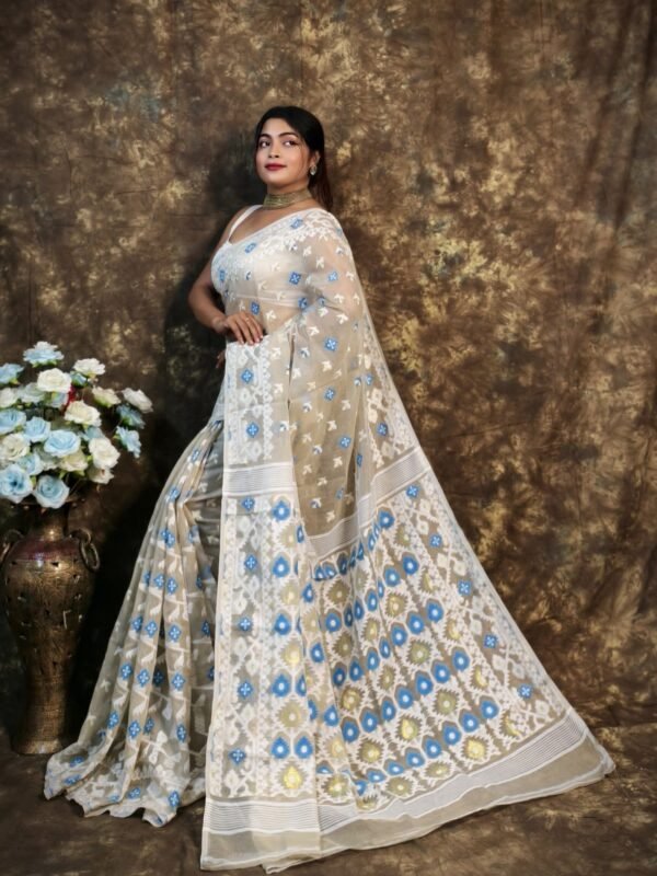 Kusum Koli Allover Mushroom Soft Jamdani Sari 2 scaled 1