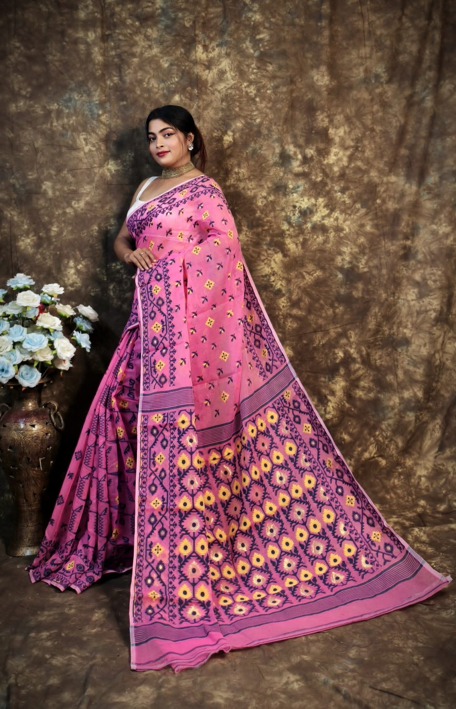 Kusum Koli Allover Persian Pink Soft Jamdani Saree 2 Kusum Koli Allover Persian Pink Soft Jamdani Saree - Image 2