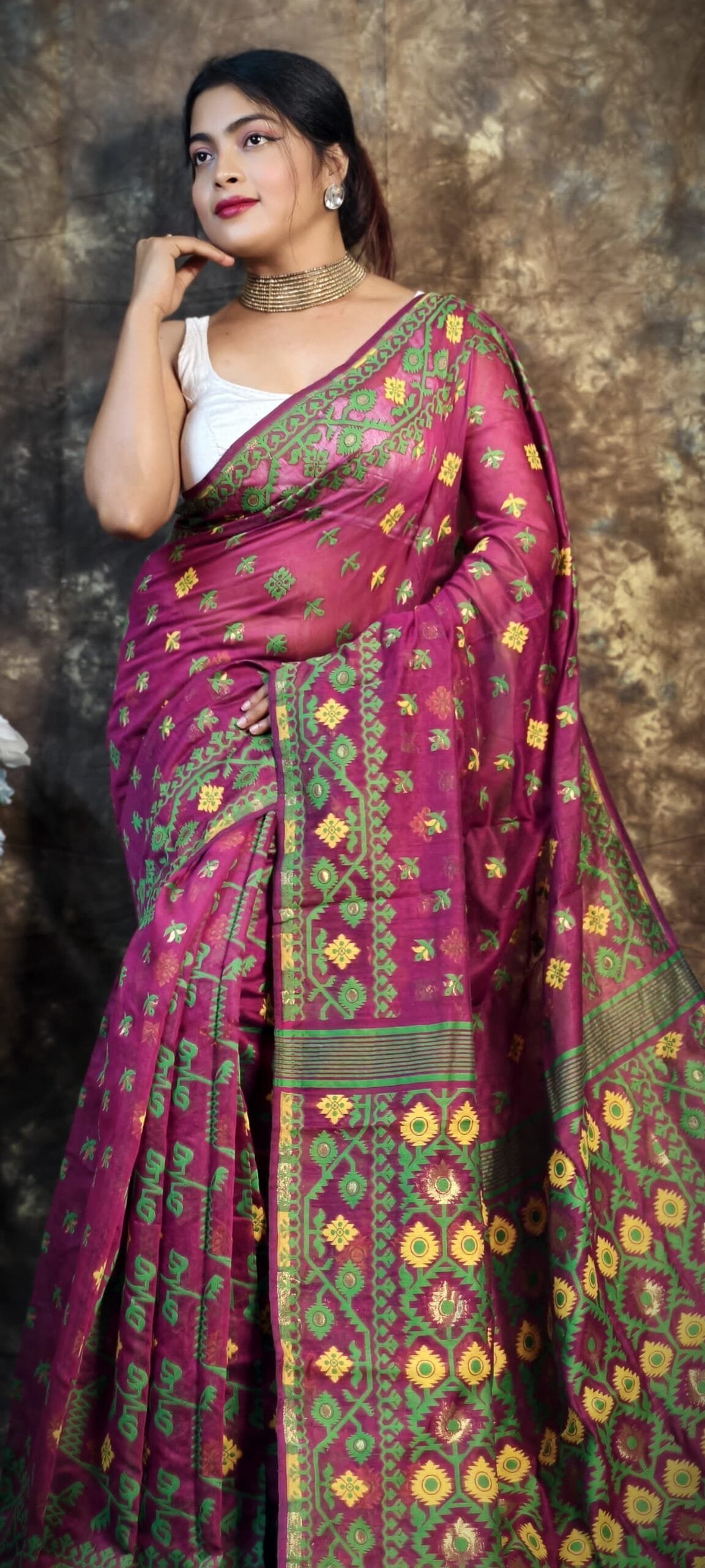 Kusum Koli Allover Rich Maroon Soft Jamdani Saree 2 Kusum Koli Allover Rich Maroon Soft Jamdani Saree - Image 2